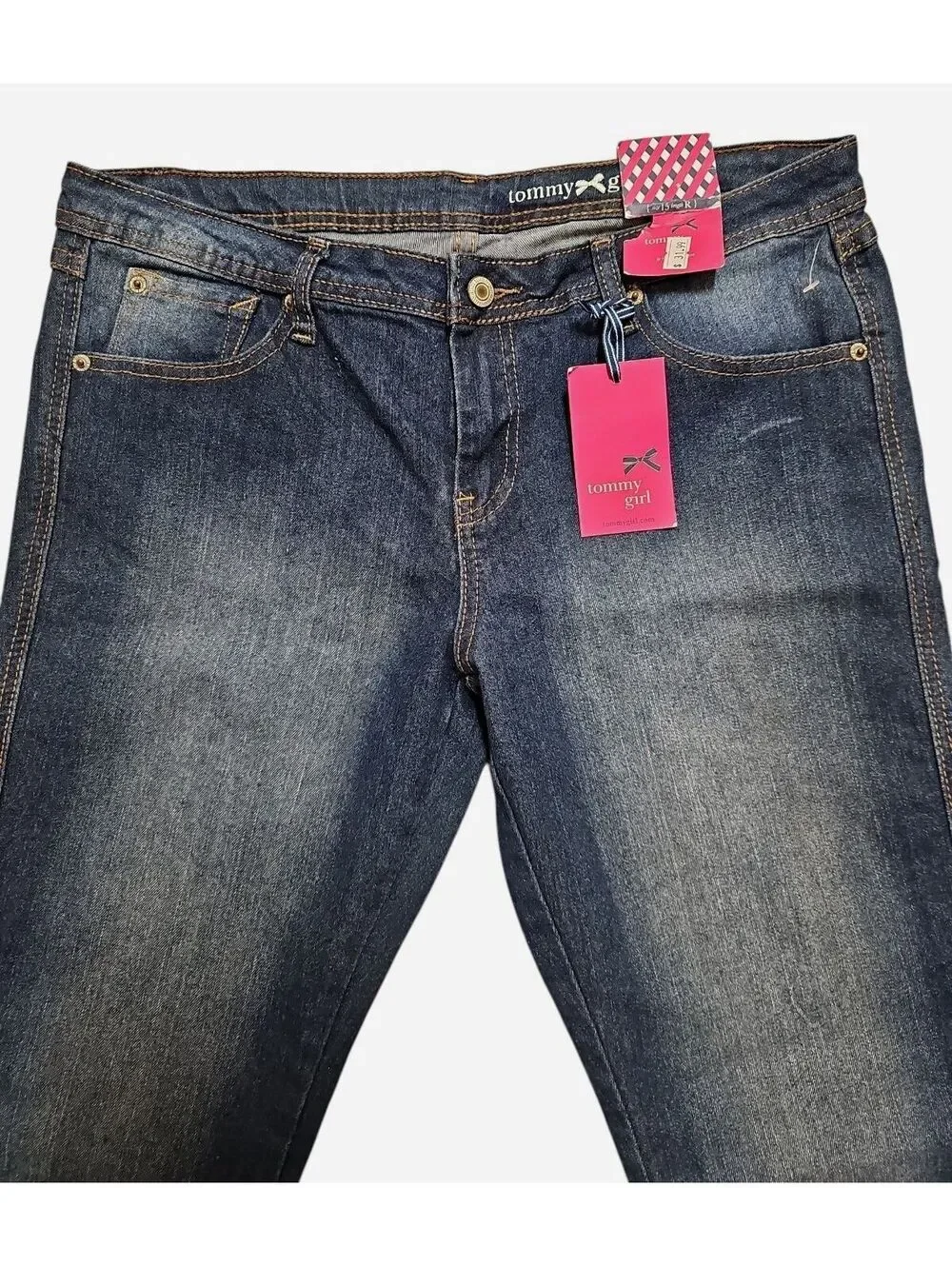 Y2K Tommy Girl Jeans – Youth 15 R – Dark Blue Stretch Denim – Straight Leg, NWT